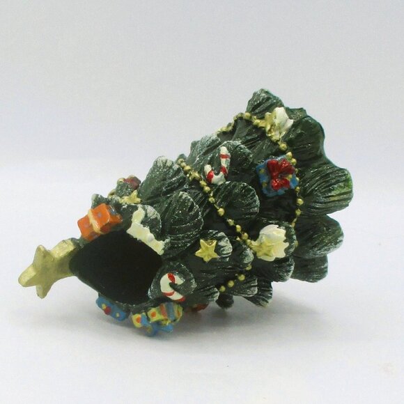 Vtg Christmas Tree Ceramic Candle Holder 4" Decor With Gifts & Star Accent - Picture 4 of 4